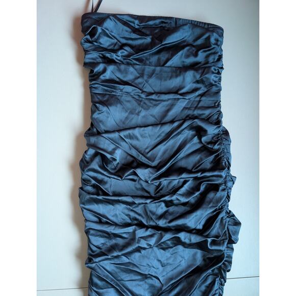 NWT Veronica Beard Kupa Ruched Strapless Midi Dress Size 12 Petrol #3H510 - Picture 4 of 10